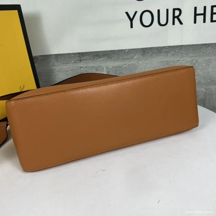 Affordable Fendi Zip O'Lock Leather Calf Bag Brown In Shoulder 0824